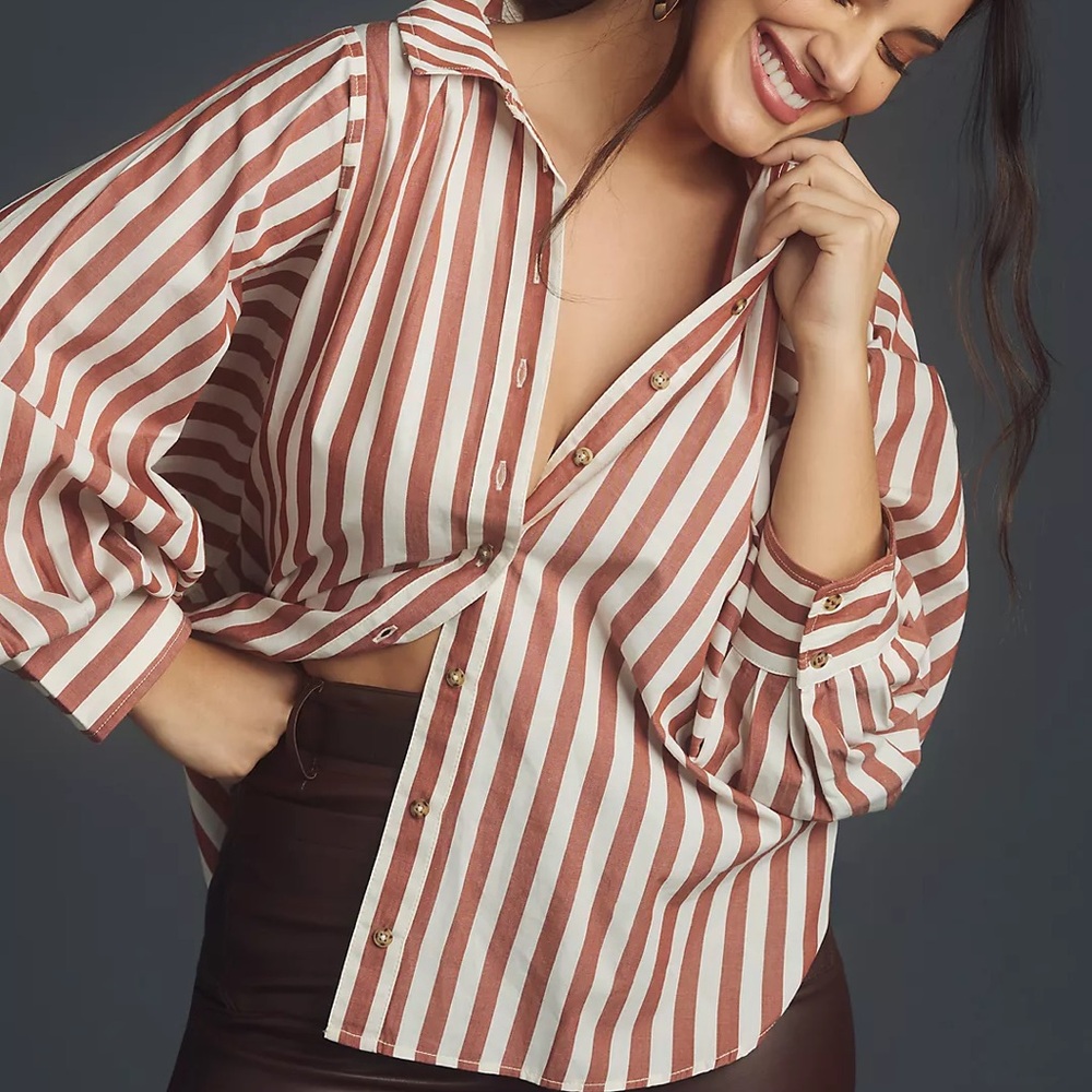 Pilcro Bailey Red and White Striped Shirt - Picture 2 of 9
